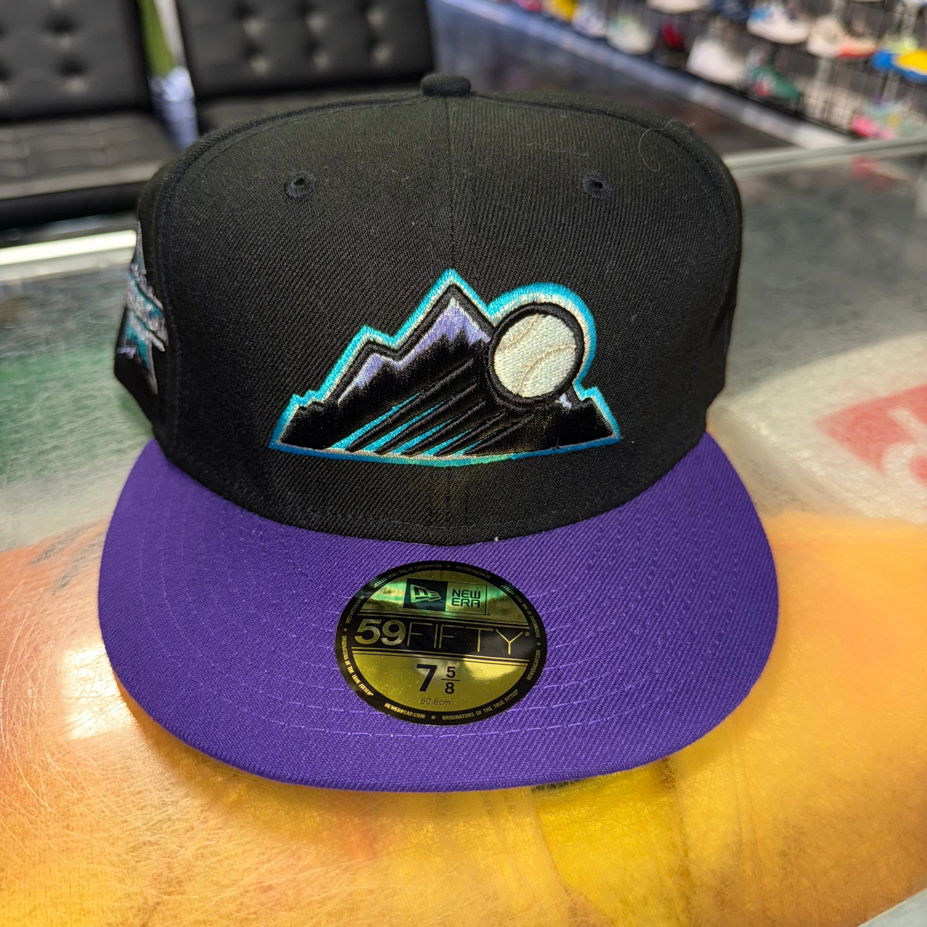 Size 7 5/8 Colorado Rockies All Star Game Patch New Era Black/Purple Brand New