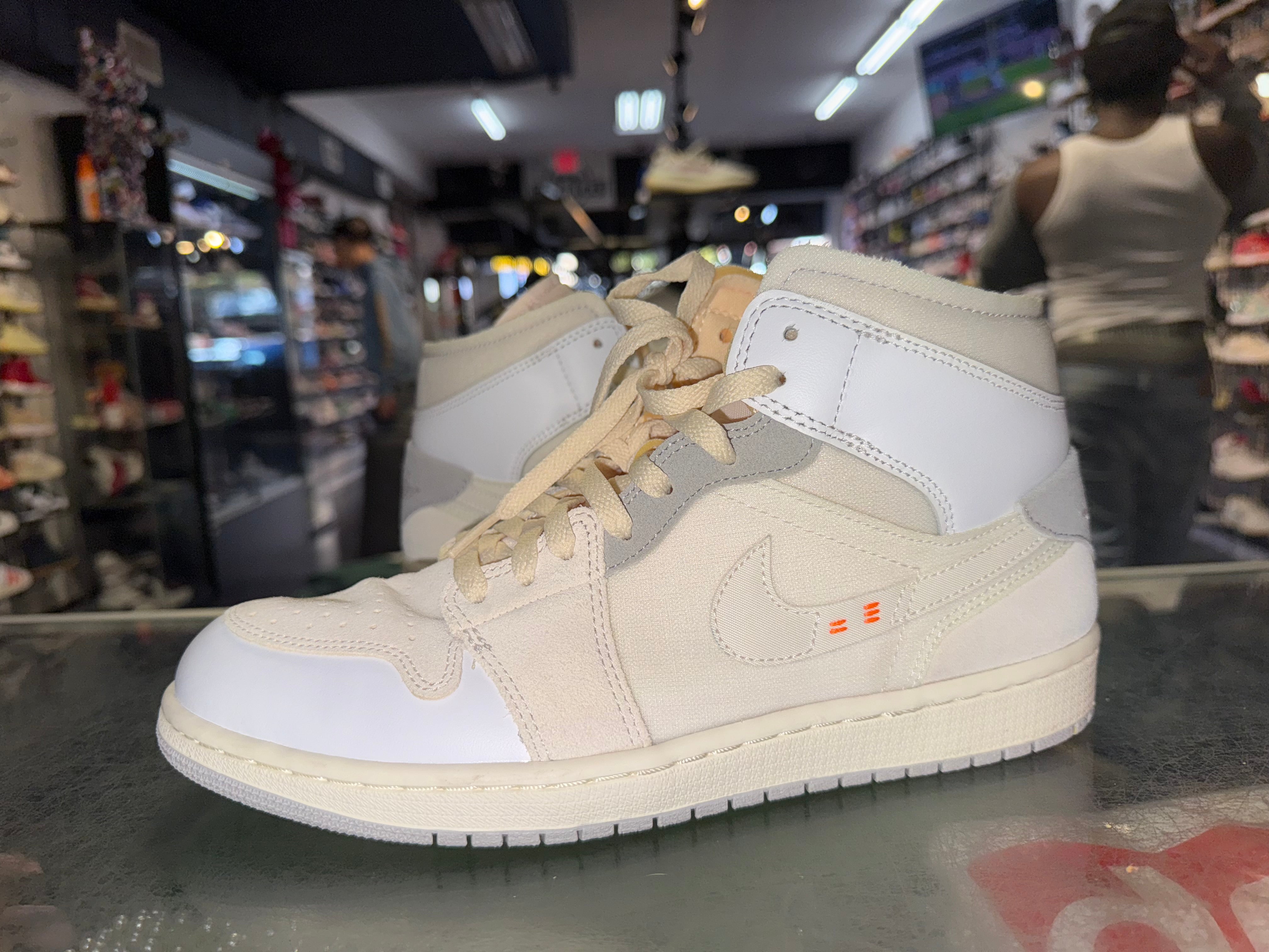 Size 9.5 Air Jordan 1 Mid Craft "Inside Out White Grey"