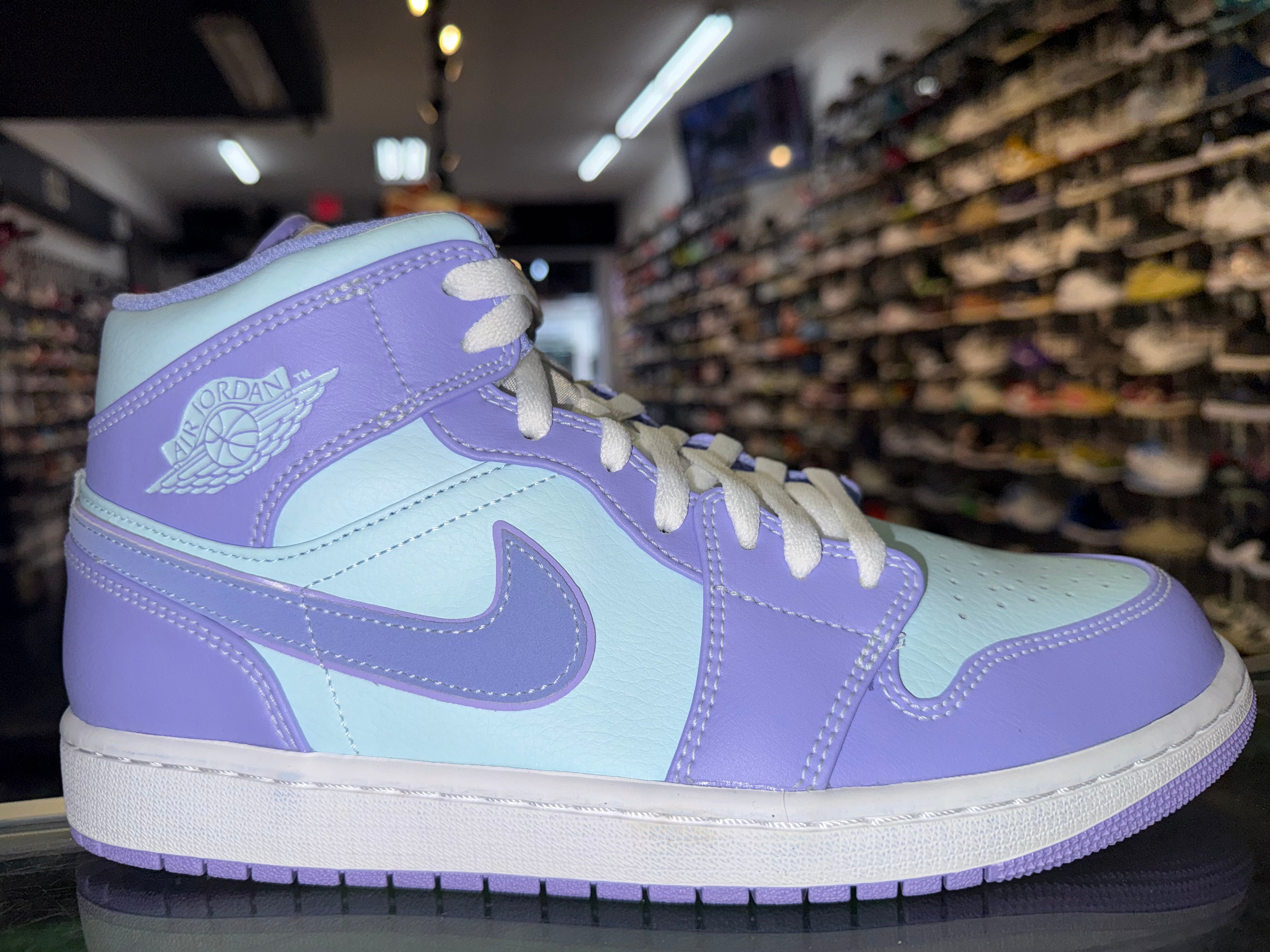 Size 10 Air Jordan 1 Mid "Purple Aqua" Brand New