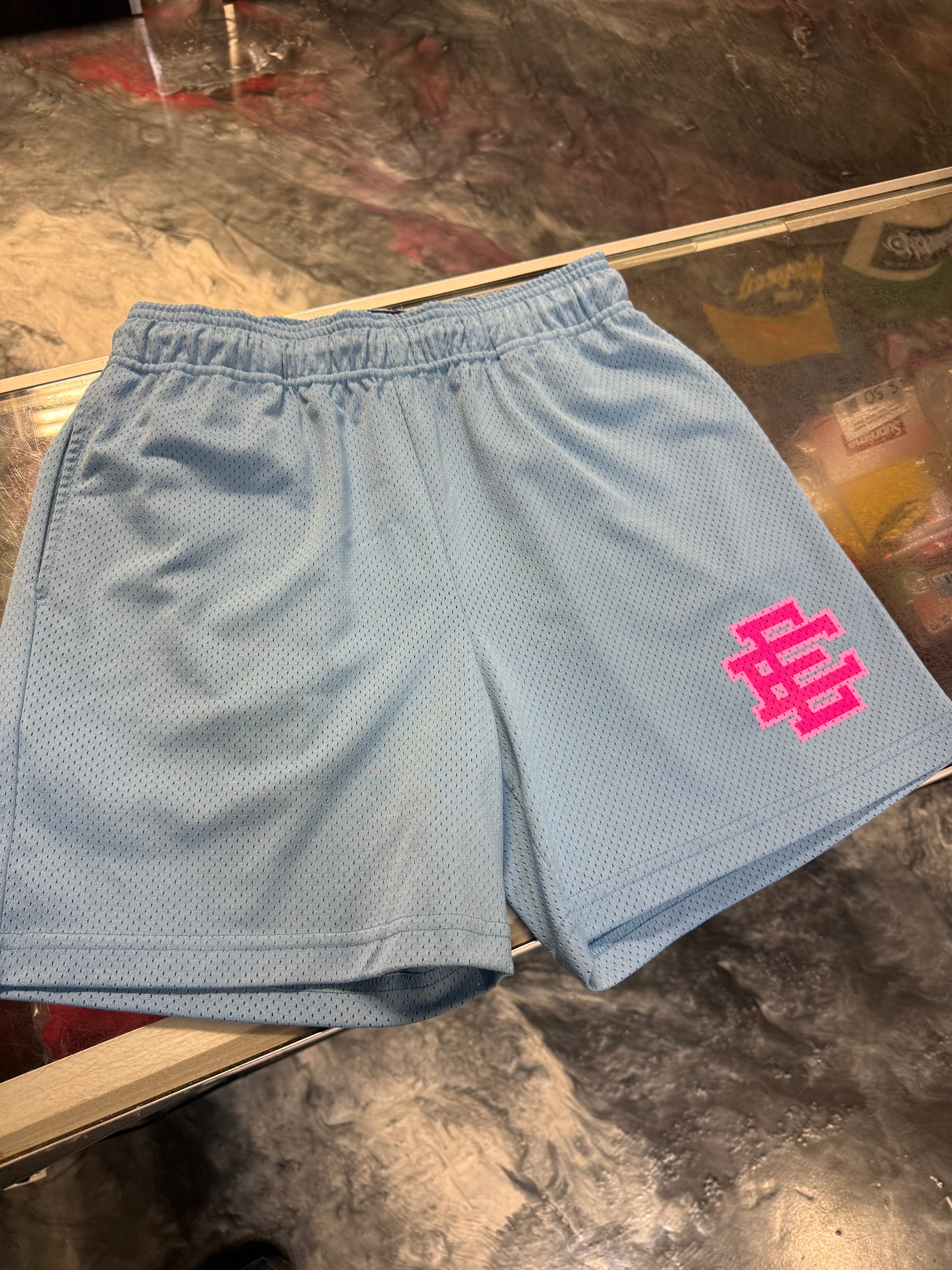 Size M Eric Emanuel EE Shorts “Carolina Blue/Pink” Worn 1x