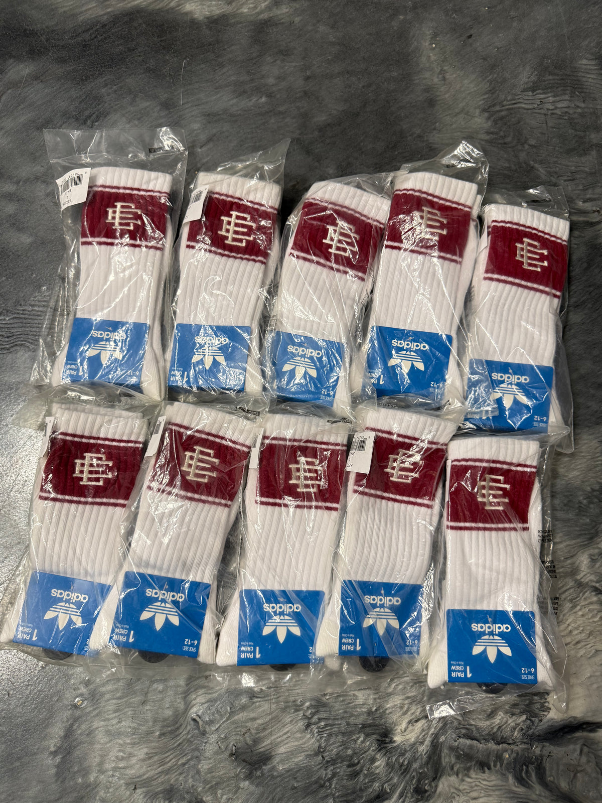 Size L (Fits 6-12) Eric Emanuel x Adidas EE Socks “White/Team Red” Brand New