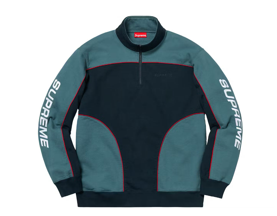 Size XL Supreme Speedway Half Zip Sweater “Navy/Teal”