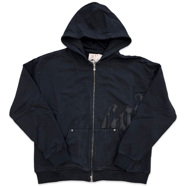 Size L Godspeed Satin Logo Zip-Up Hoodie “Black”