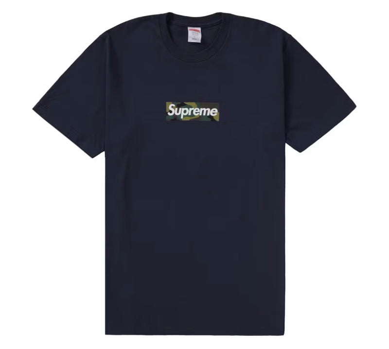 Size L Supreme Camo Box Logo Tee “Navy” Brand New