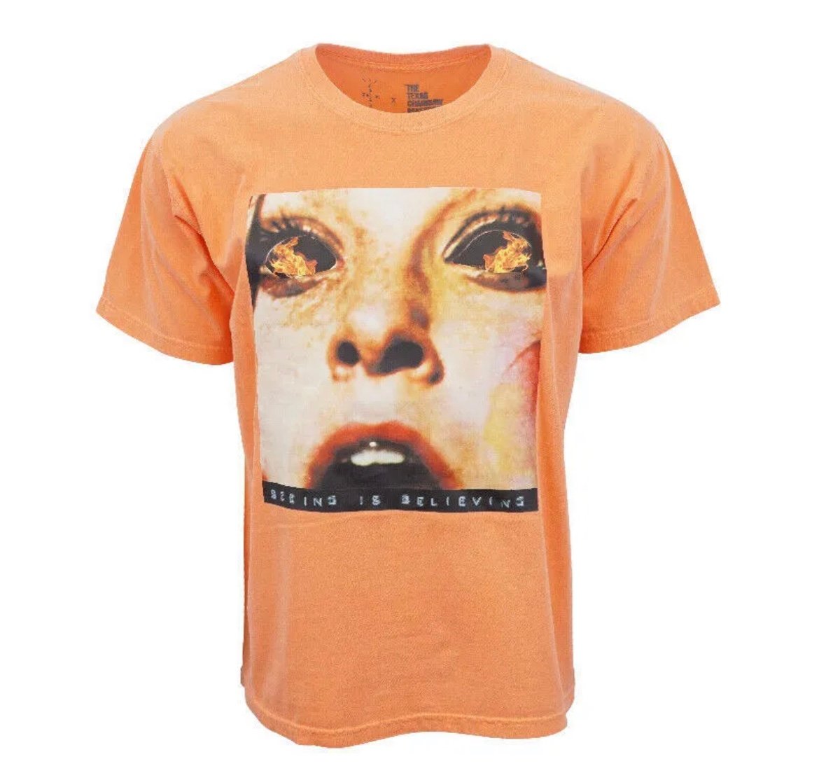 Size L Travis Scott x Chainsaw Massacre Tee “Seeing is Believing”