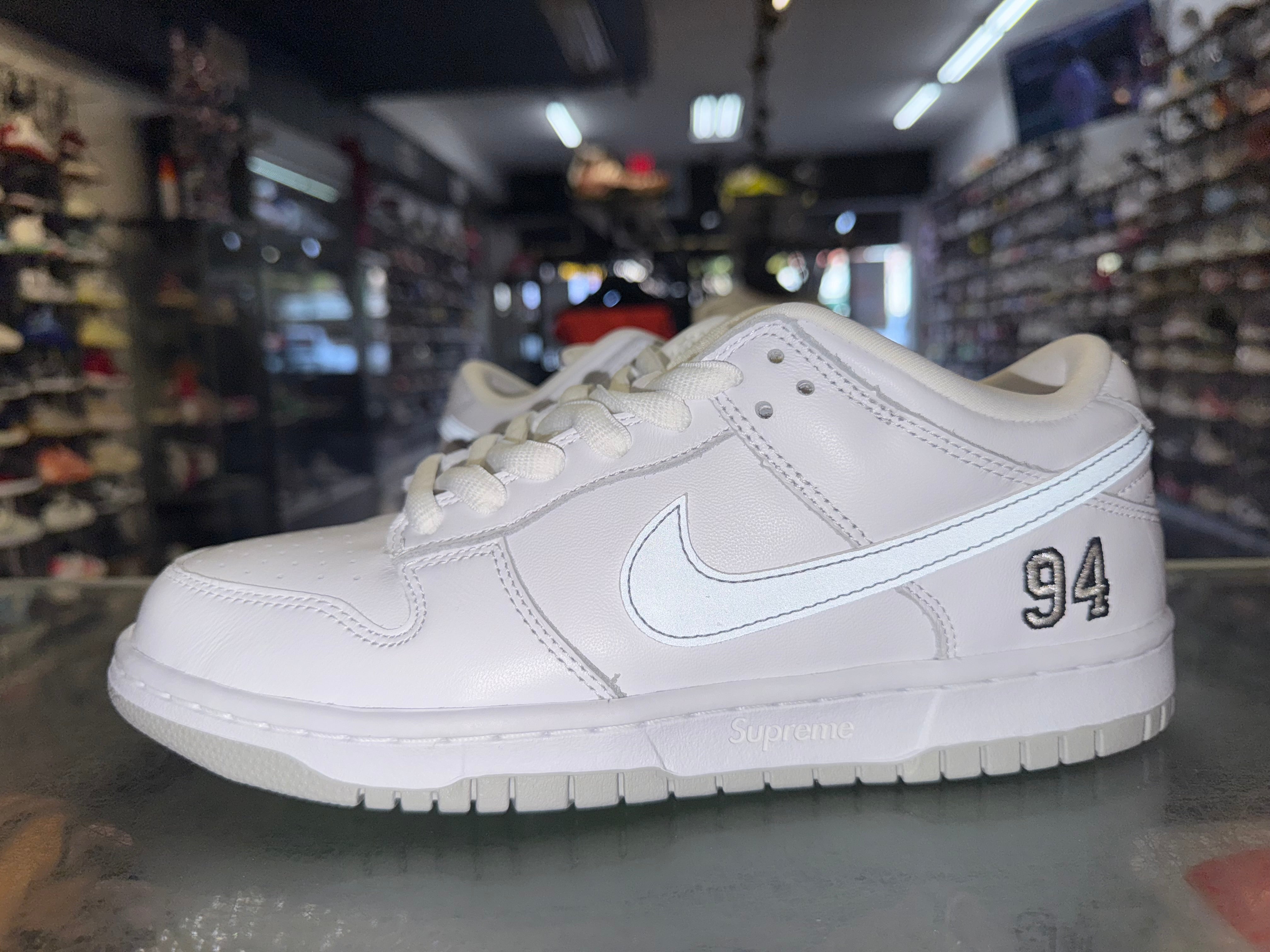 Size 8.5 Dunk Low SB Supreme 94 "Metallic Silver" Worn 1x