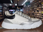 Size 10.5 (43.5 EU) Alexander McQueen Court Lace Up "White Silver"