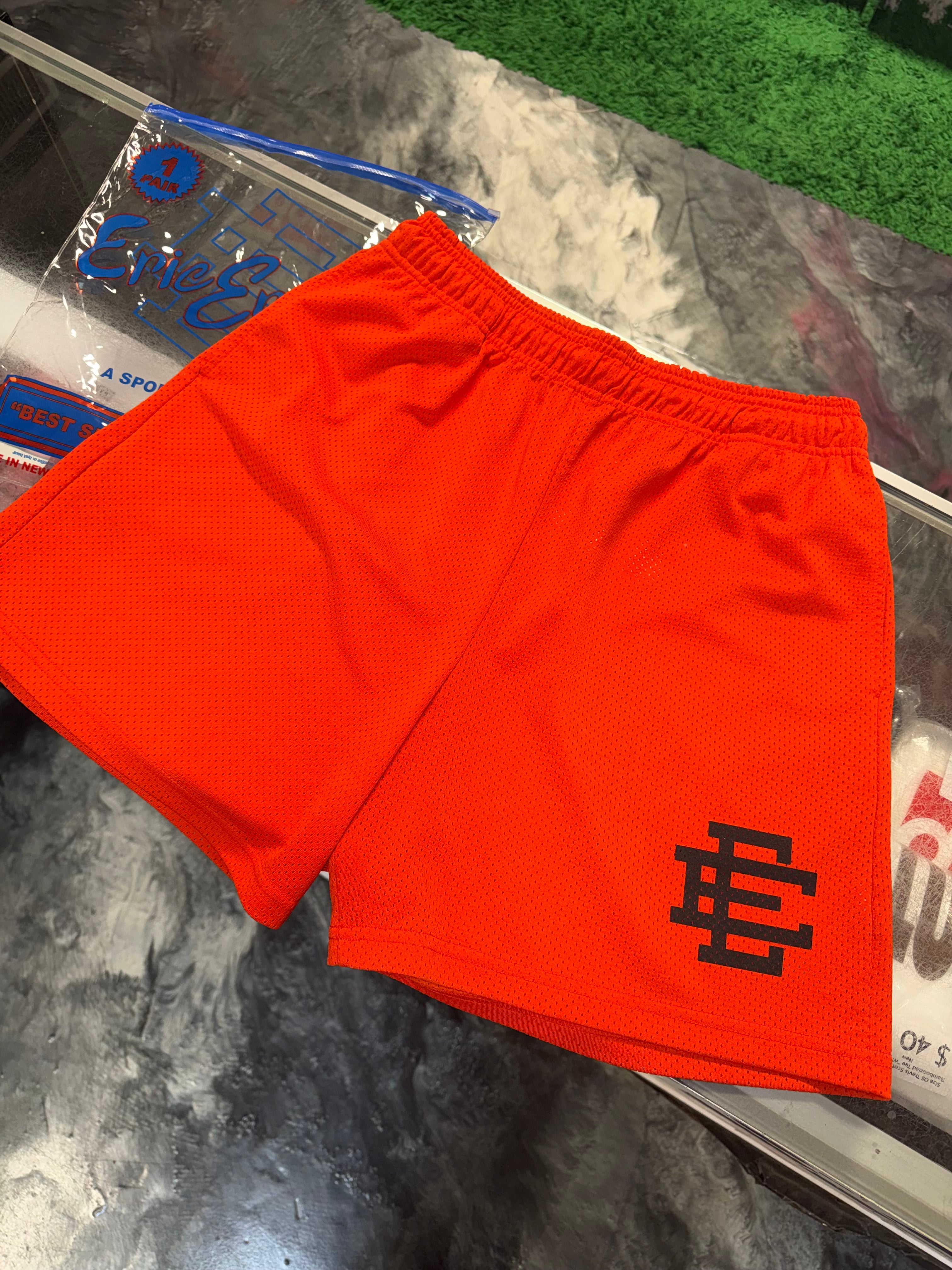 Size XL Eric Emanuel EE Shorts “Orange/Black” Worn 1x – Direct Kicks