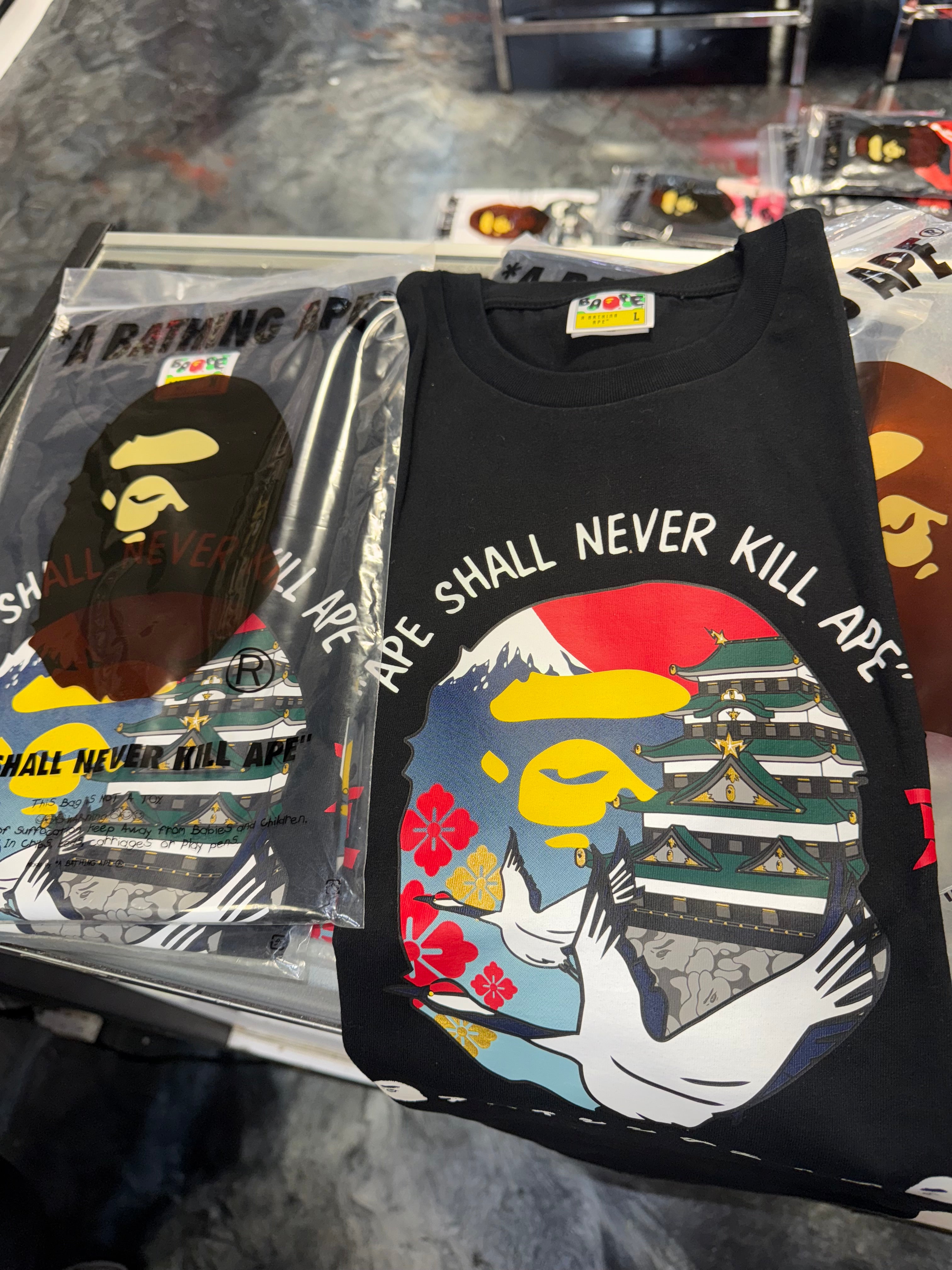 Size L Bape Tokyo Never Kill Ape Tee "Black" Brand New
