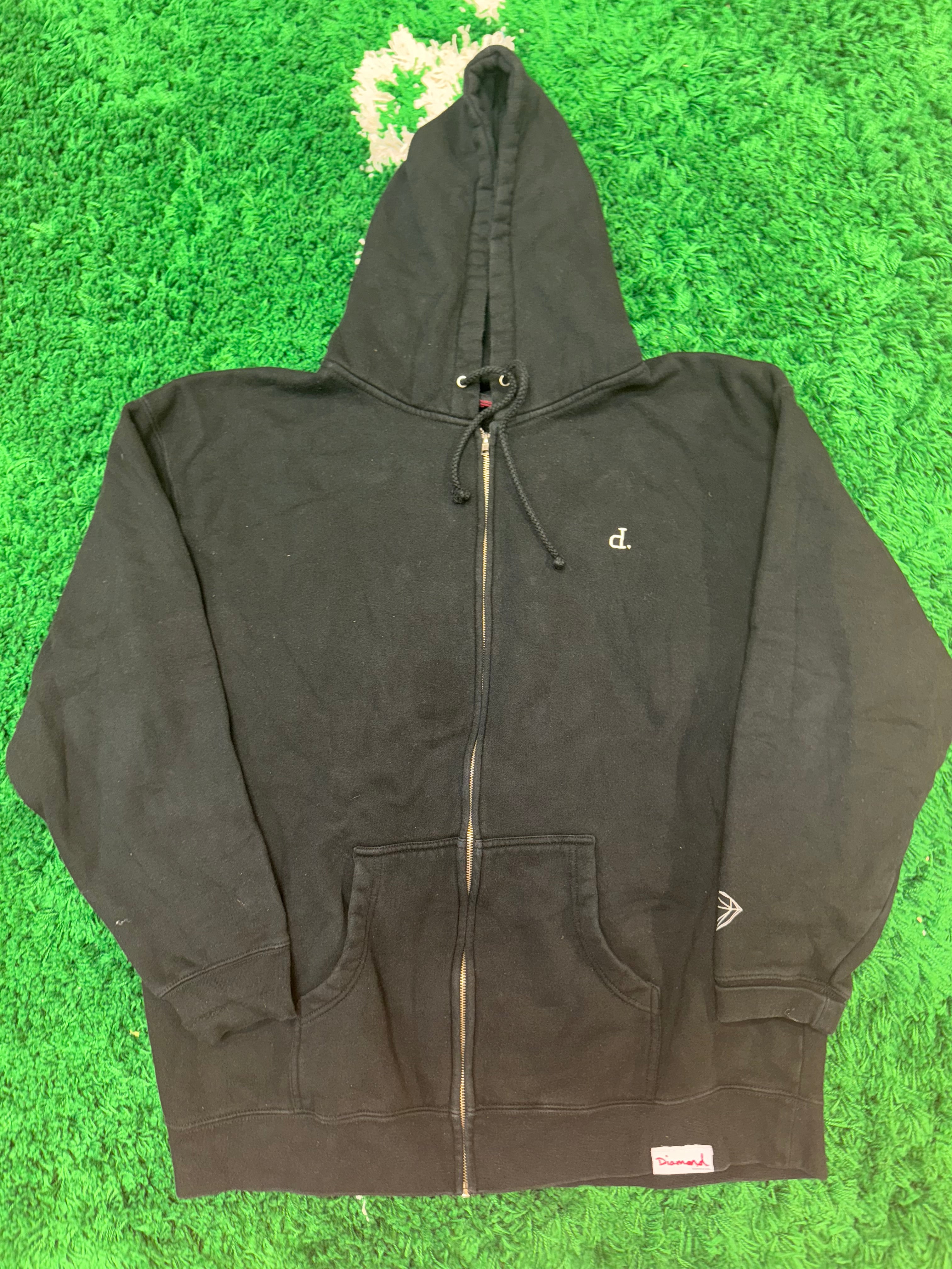 3XL Diamond Supply Co Zip Up Hoodie Black