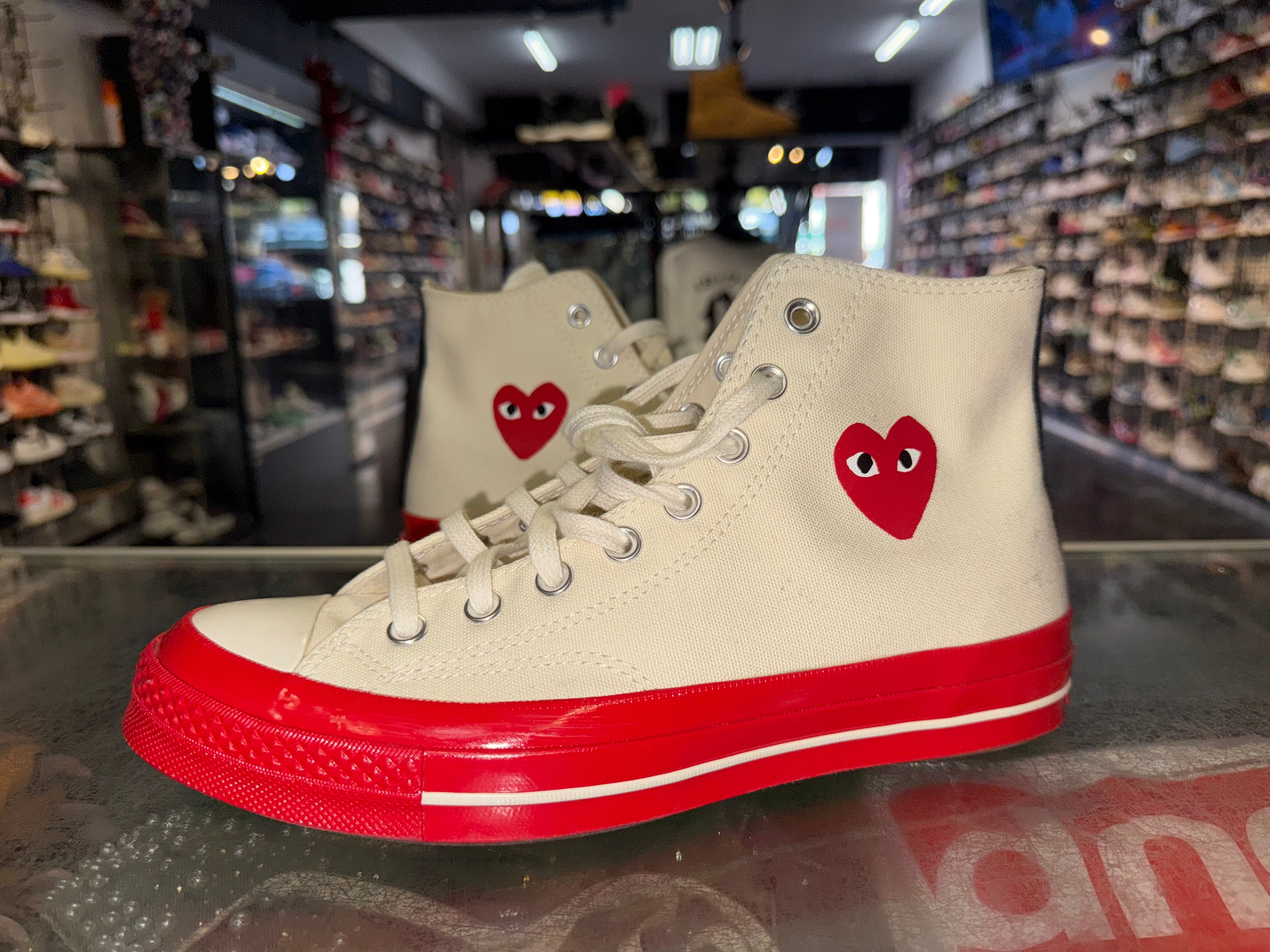 Size 8.5 CDG Converse Hi All Star "Red Bottom"