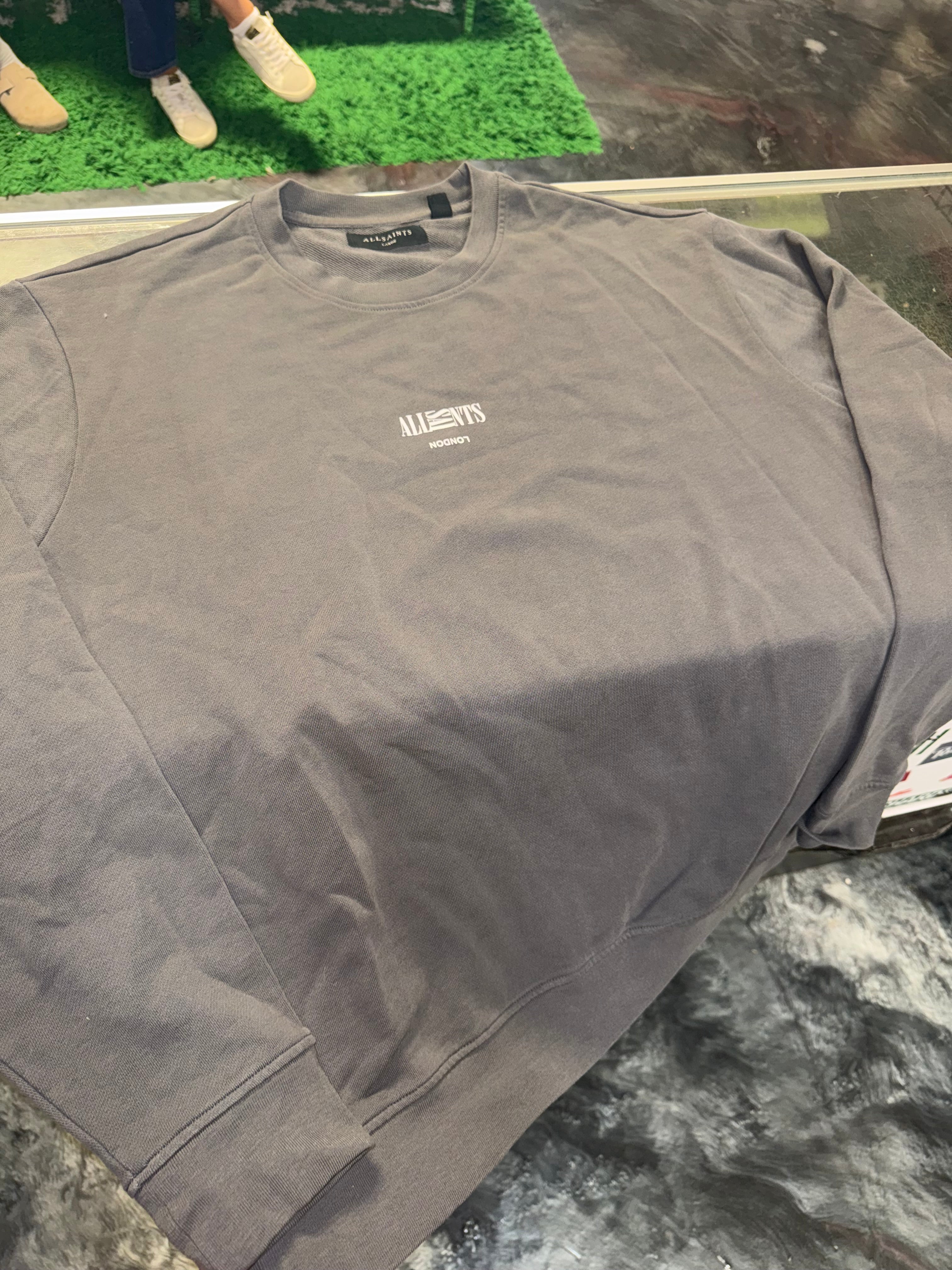 Large All Saints Long Crewneck Grey