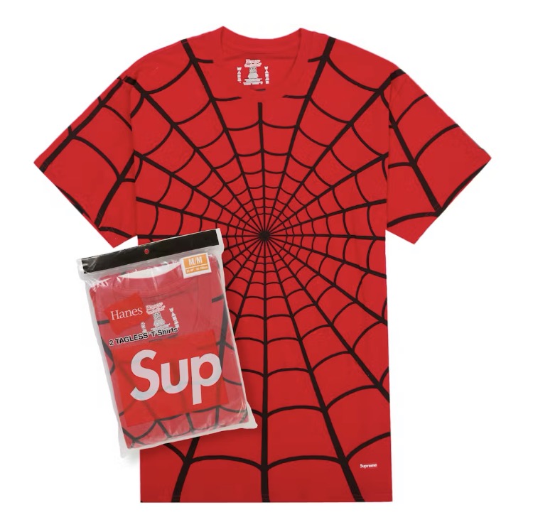 Size XXL Supreme Hanes Spider-Man Tees 2-Pack “Red” Brand New