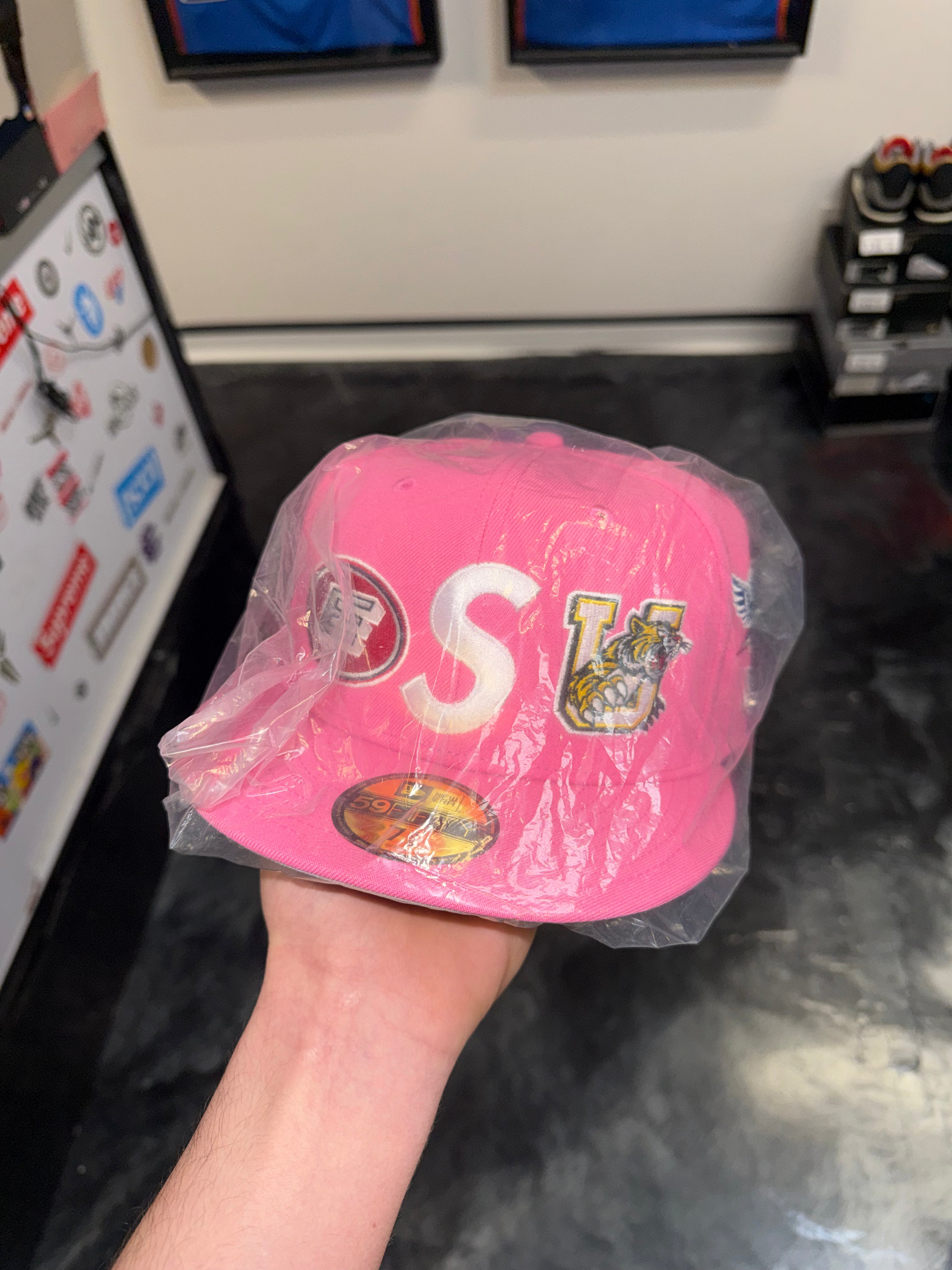 Size 7 5/8 Supreme Mascot S Logo Fitted Hat “Pink” Brand New