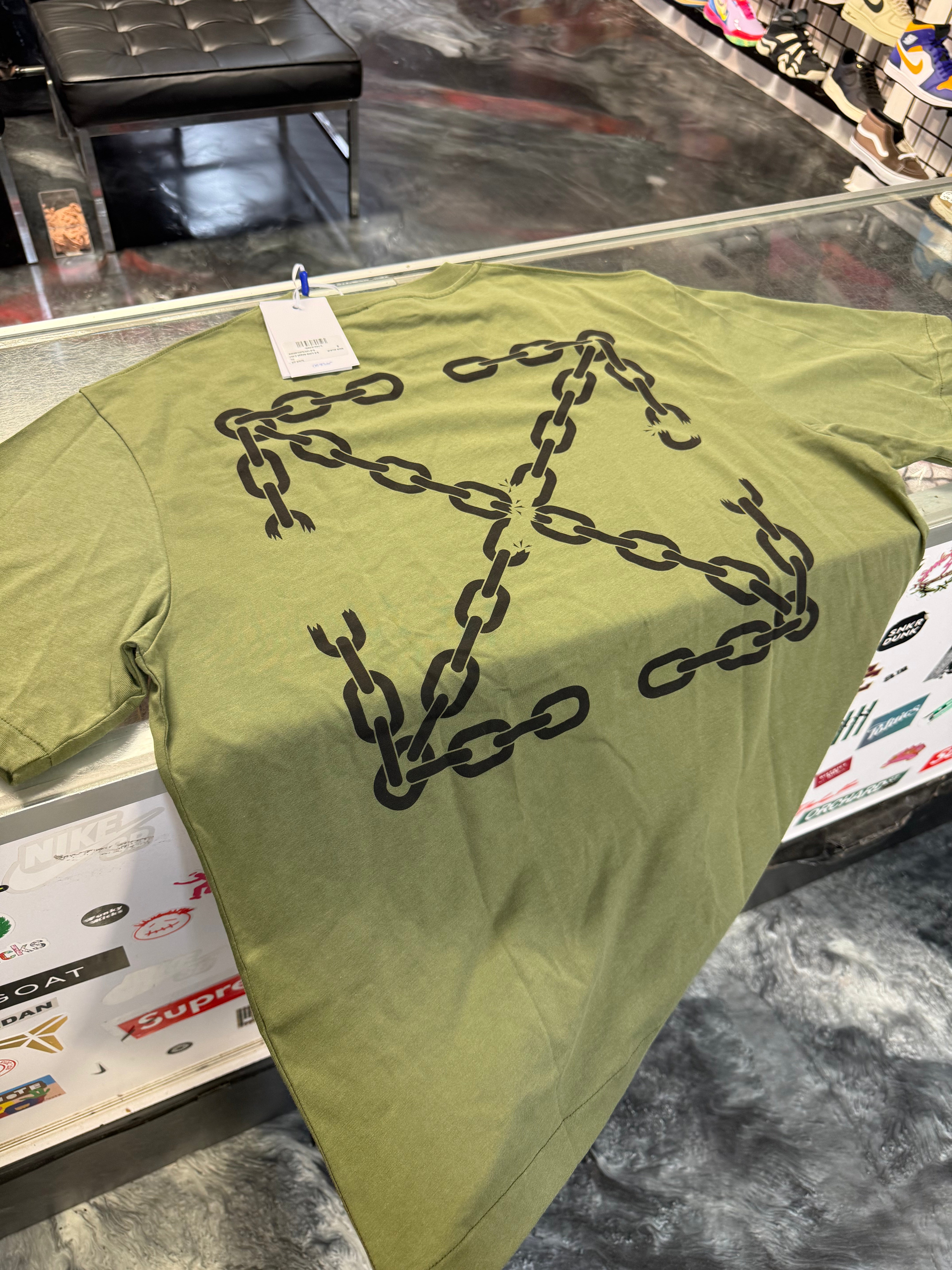 Size M Off White Chain Arrow Tee “Olive/Black” Brand New