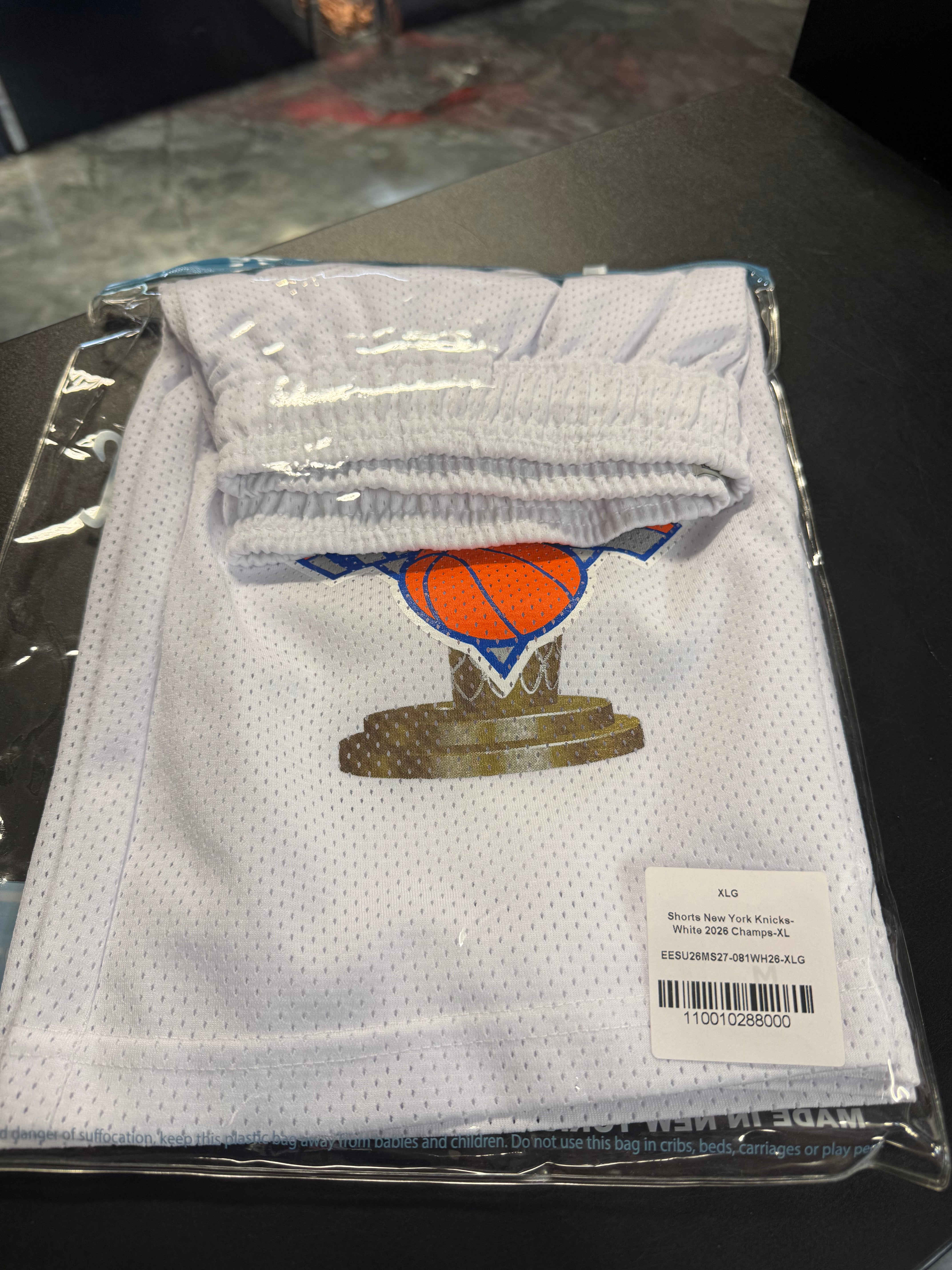 Size XL Eric Emanuel x NY Knicks EE Shorts “Champs White” Brand New