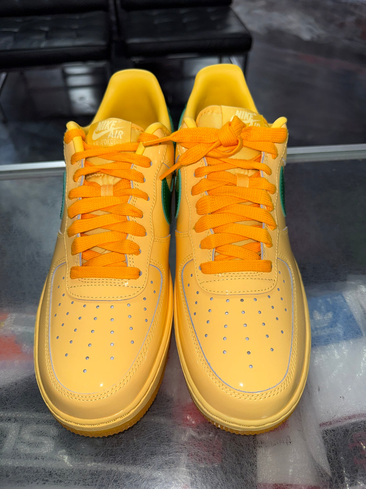 Size 11 Air Force 1 Patent Leather “Gold Pine Green” Brand New