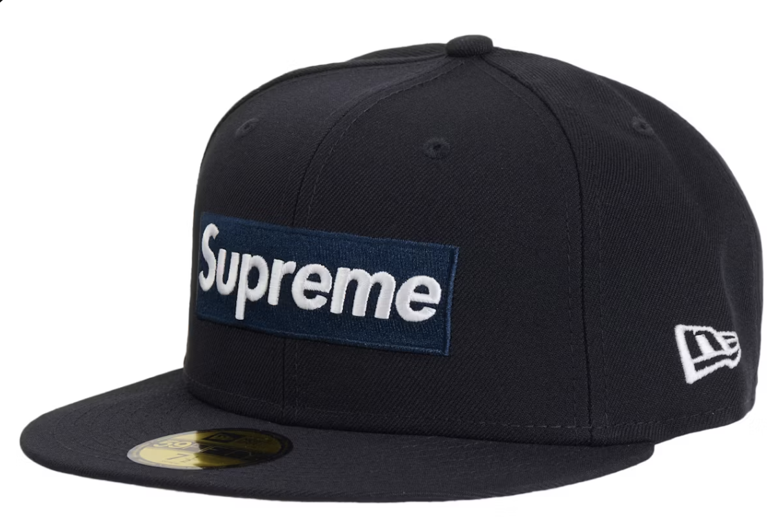 Size 7 5/8 Supreme MLB New York Box Logo Fitted Hat "Navy" Brand New