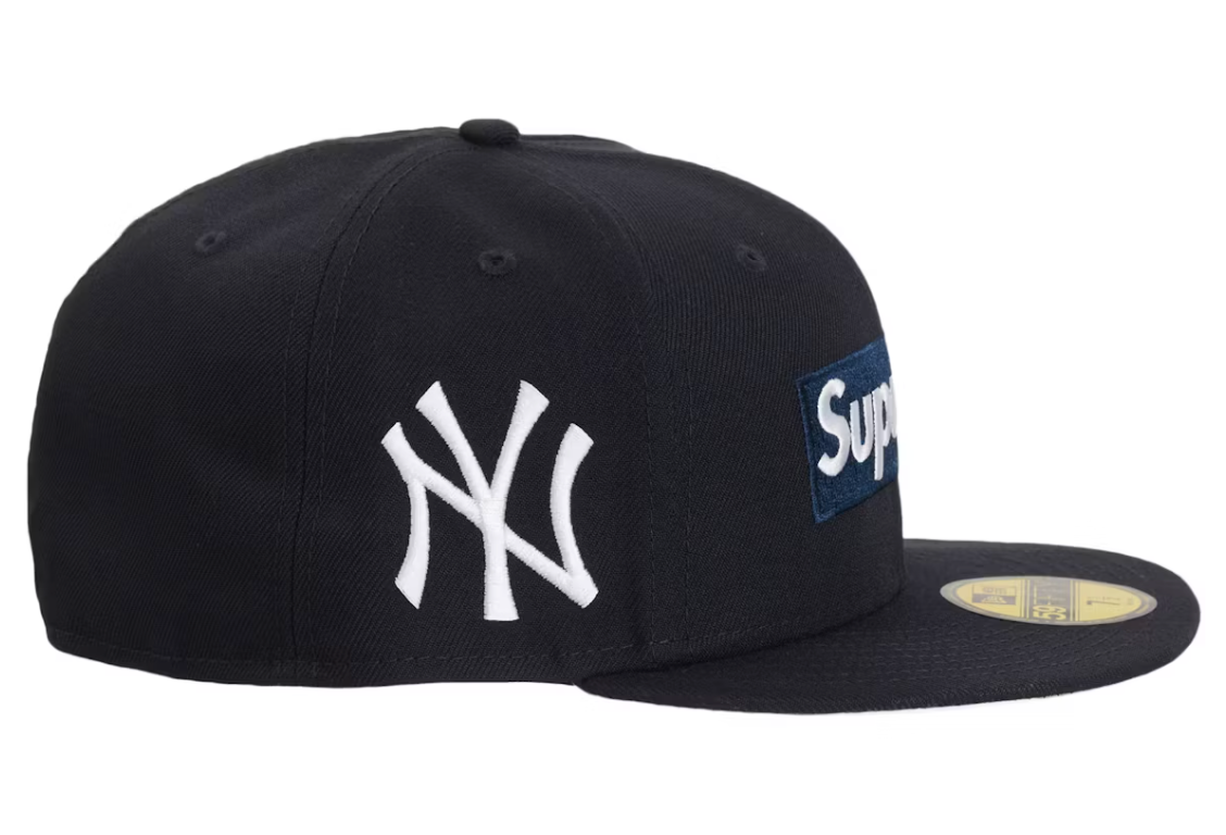 Size 7 5/8 Supreme MLB New York Box Logo Fitted Hat "Navy" Brand New