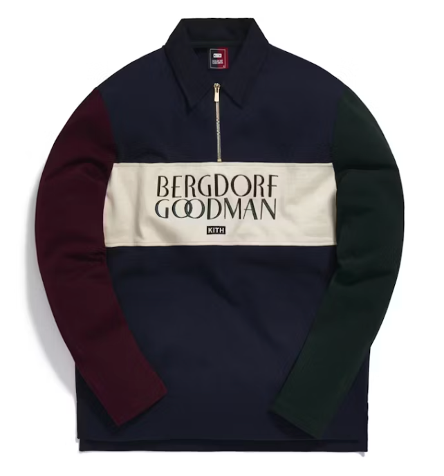 Size L Kith for Bergdorf Goodman L/S Quarter Zip "Navy"