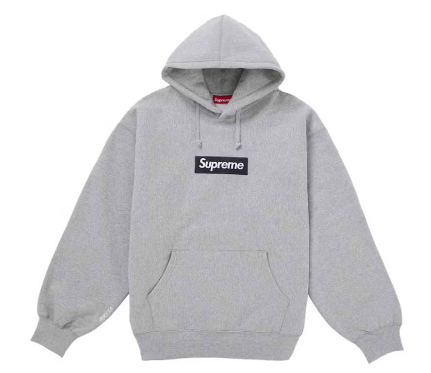 Size L Supreme Box Logo Hooded Sweatshirt "Heather Grey" (FW25) Brand New